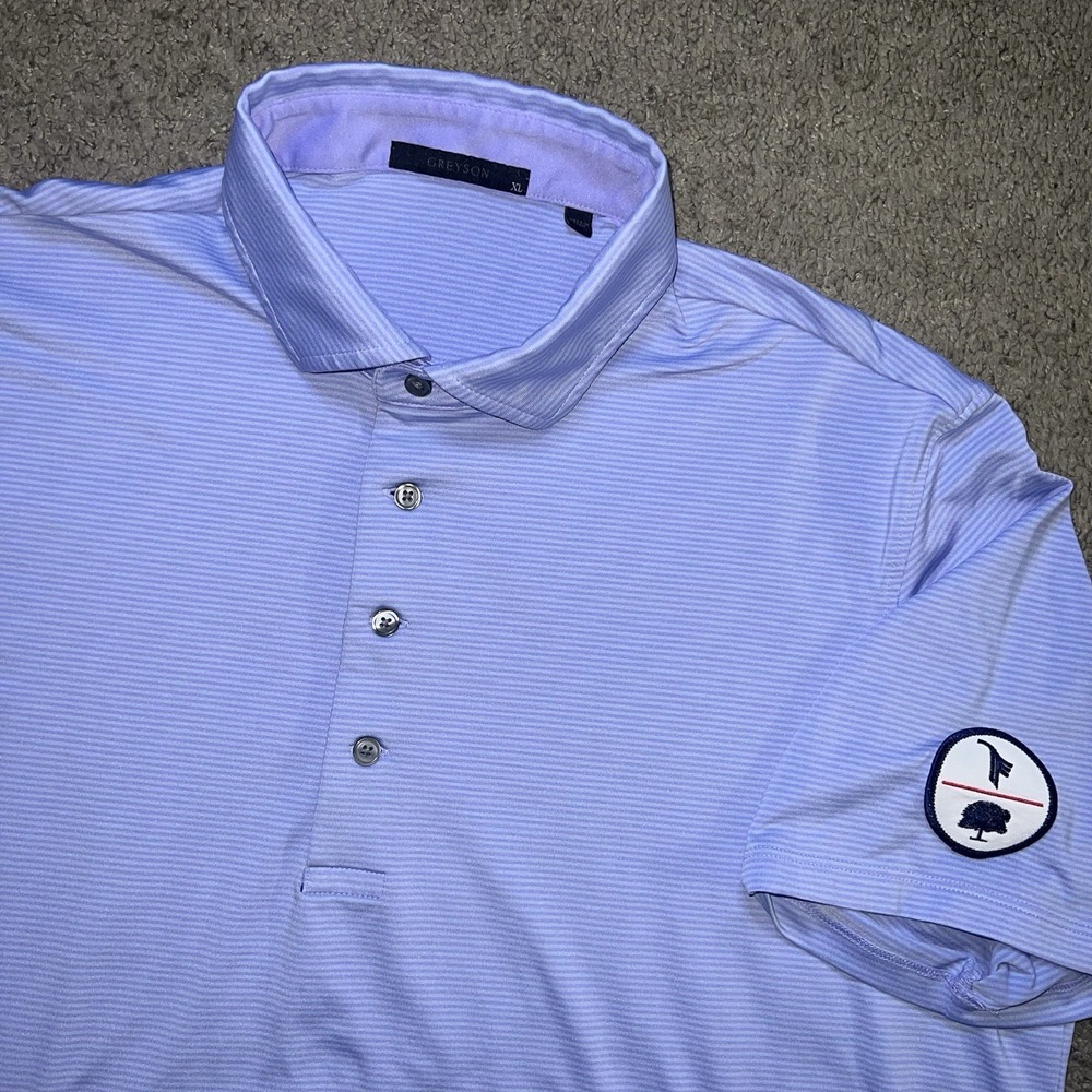Greyson Spirit Polo XL Seahorse Blue Stripe Short Sleeve Golf Shirt